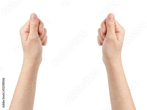 female teen hands to hold paper card