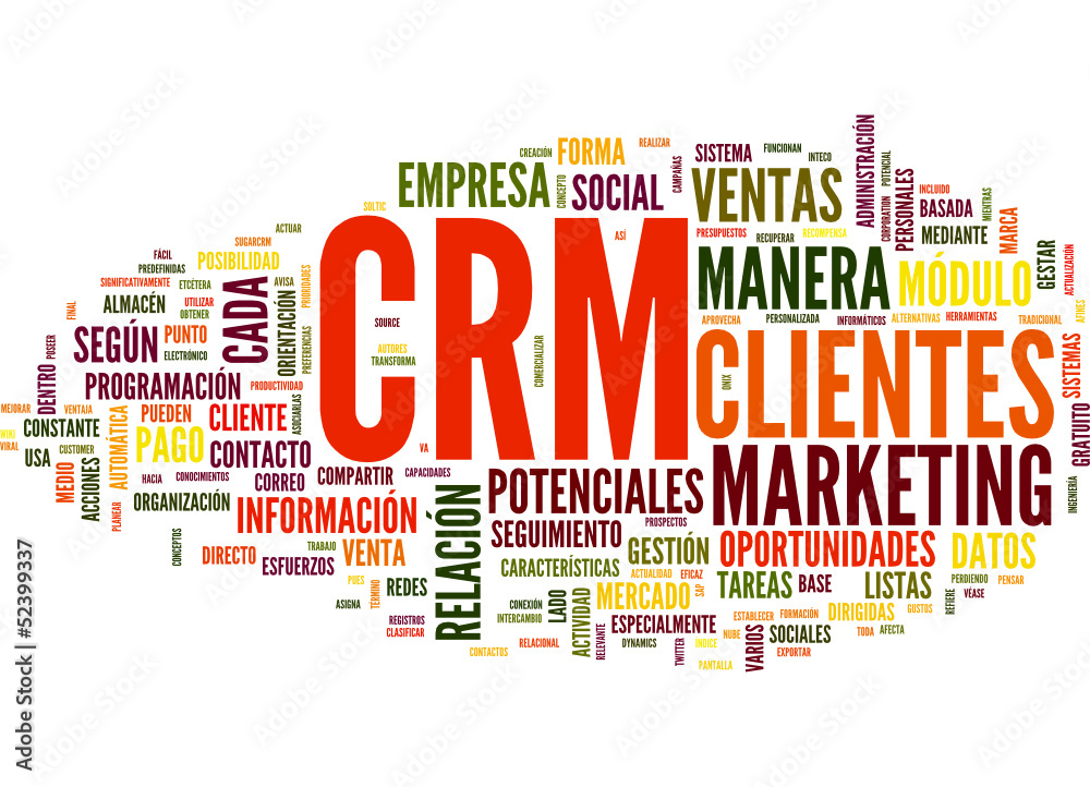 CRM (Customer Relationship Management; tag cloud español)
