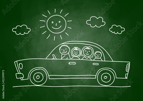 Car drawing on blackboard