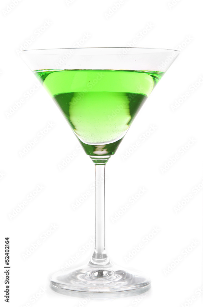 Green cocktail isolated on white