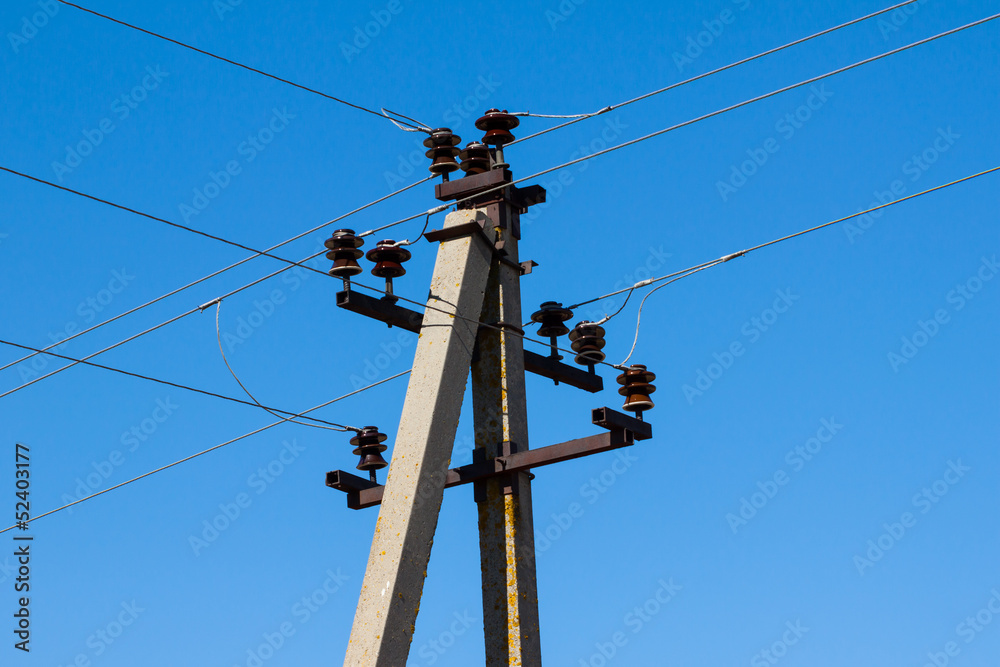 line of electrical transmission towers