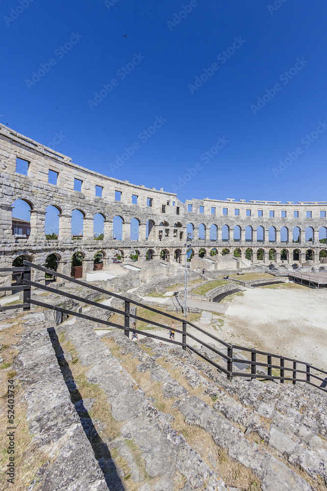 Ruins of Roman amphitheatre (Pula Arena) in Pula Croatia, Europe