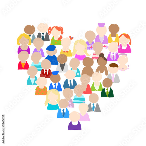 People icons, heart shape for your design