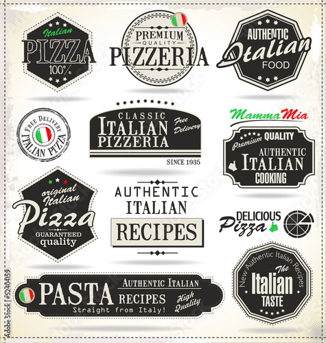 Pizza retro labels
