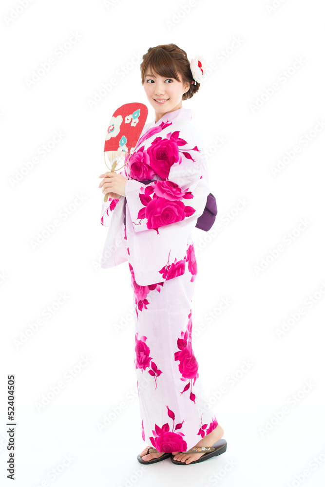 Beautiful young woman wearing japanese traditional kimono Beautiful young woman wearing japanese traditional kimono