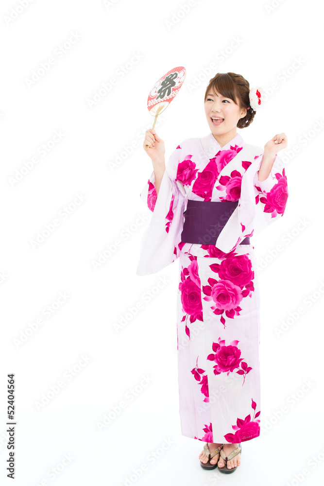 Beautiful young woman wearing japanese traditional kimono Beautiful young woman wearing japanese traditional kimono