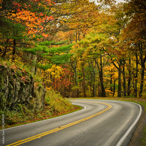 S-Curved Road On Skyline Drive
