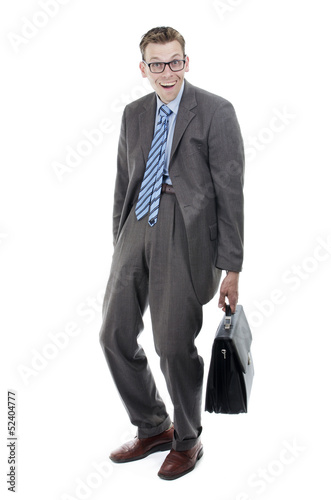 Fényképezés Goofy nerd salesmen businessman