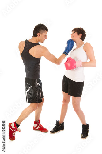 Boxing man and woman