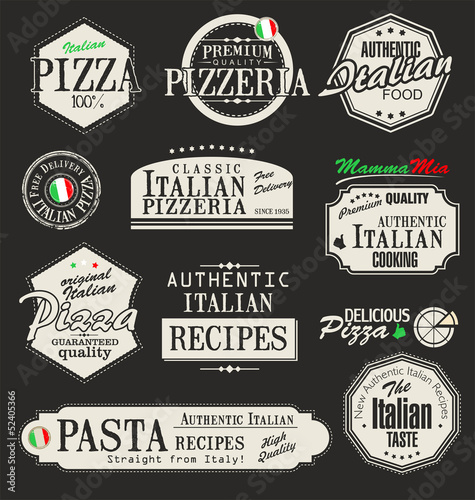 Pizza retro labels