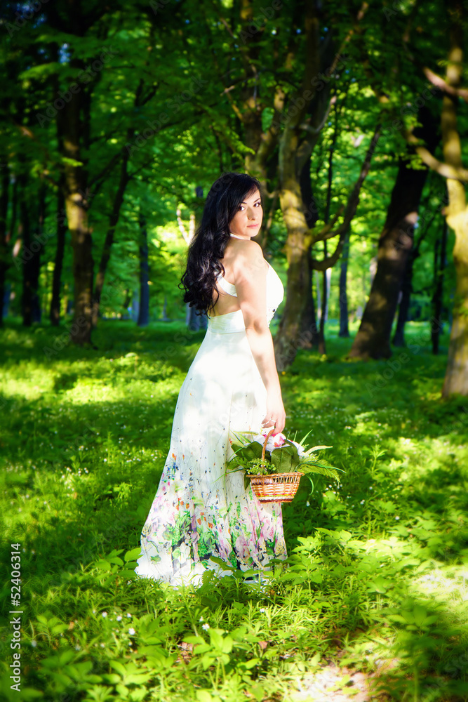 romantic woman in fairy forest romantic woman in fairy forest