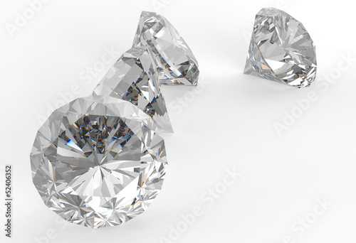 Diamonds isolated on white 3d model