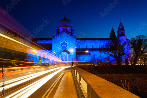 Galway Cathedral lit up blue