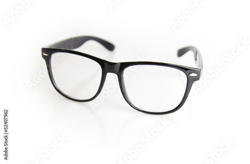 black eyeglasses isolated on white background