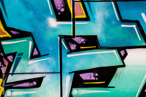 Blue urban, colorful graffiti, abstract grunge grafiti backgroun photo