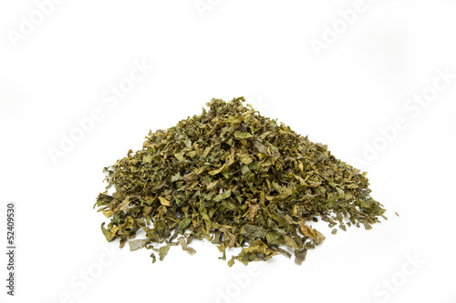 tea leaf, pile of brown green dry tea leaf