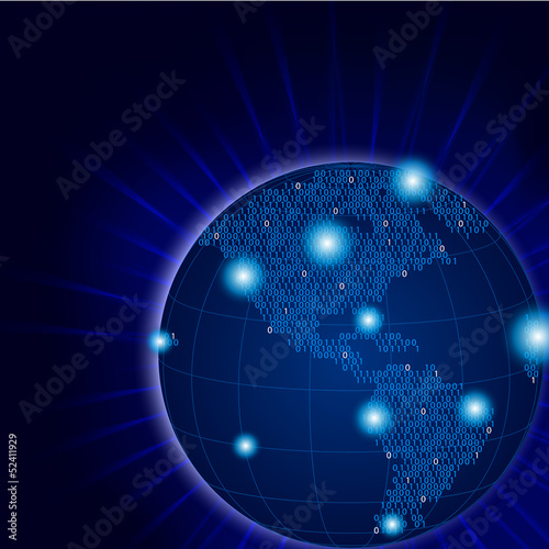 noeth and south america pixel globe