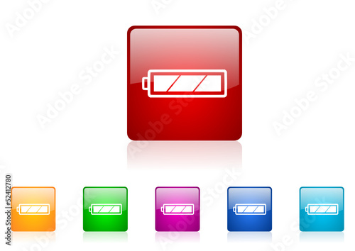 battery vector glossy internet icons set on white background