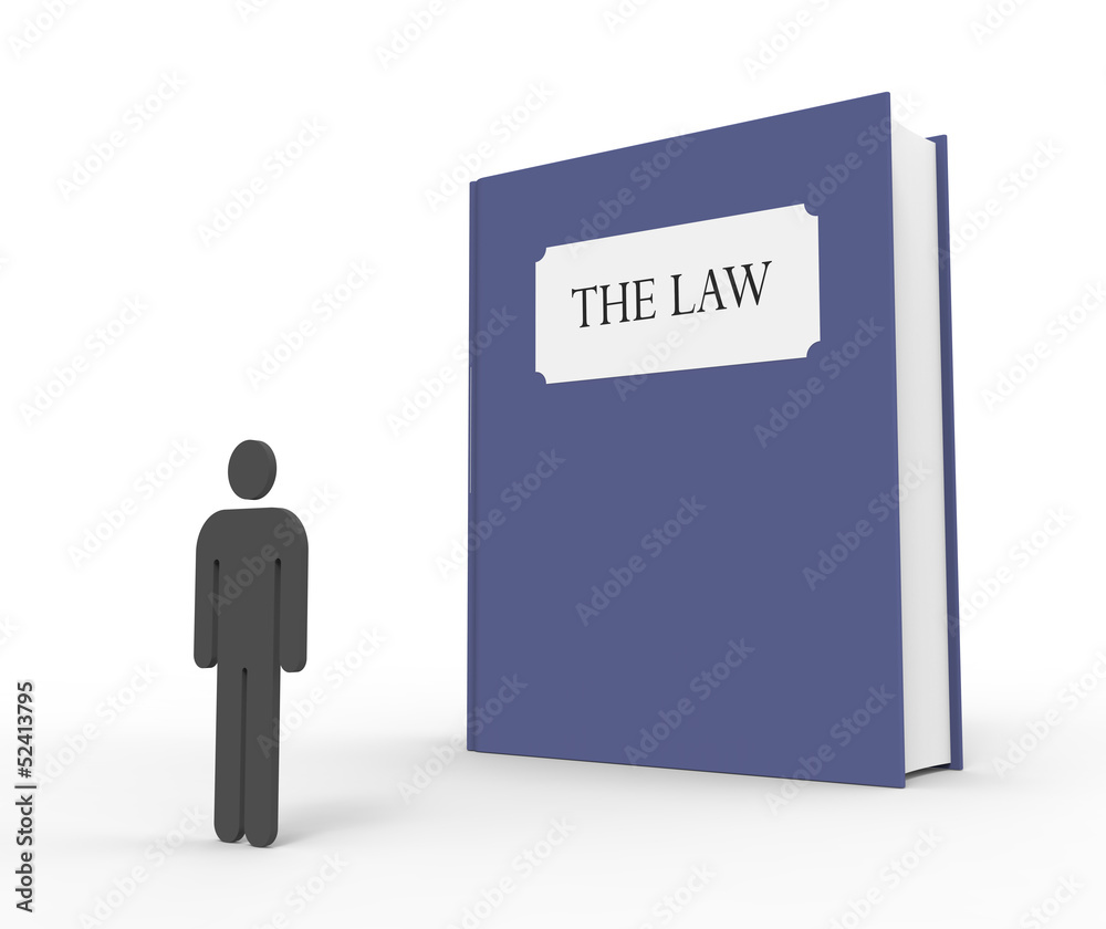 A person standing in front of a big law book feeling intimidated A person standing in front of a big law book feeling intimidated