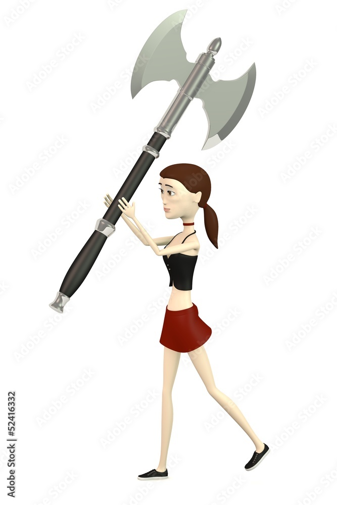 3d render of cartoon character with axe 3d render of cartoon character with axe