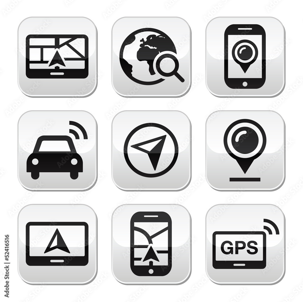 GPS, navigation travel vector buttons set GPS, navigation travel vector buttons set