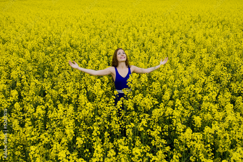 beautyful teen model in canola field beautyful teen model in canola field