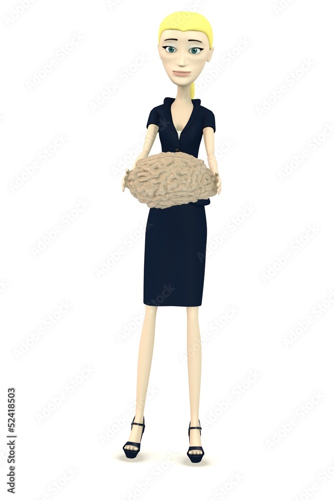 3d render of businesswoman with brain in hands 3d render of businesswoman with brain in hands