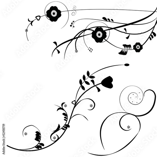 Black flower vector background