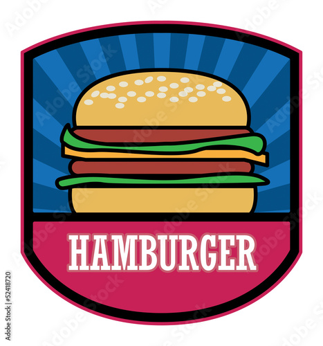 Hamburger label, vector illustration