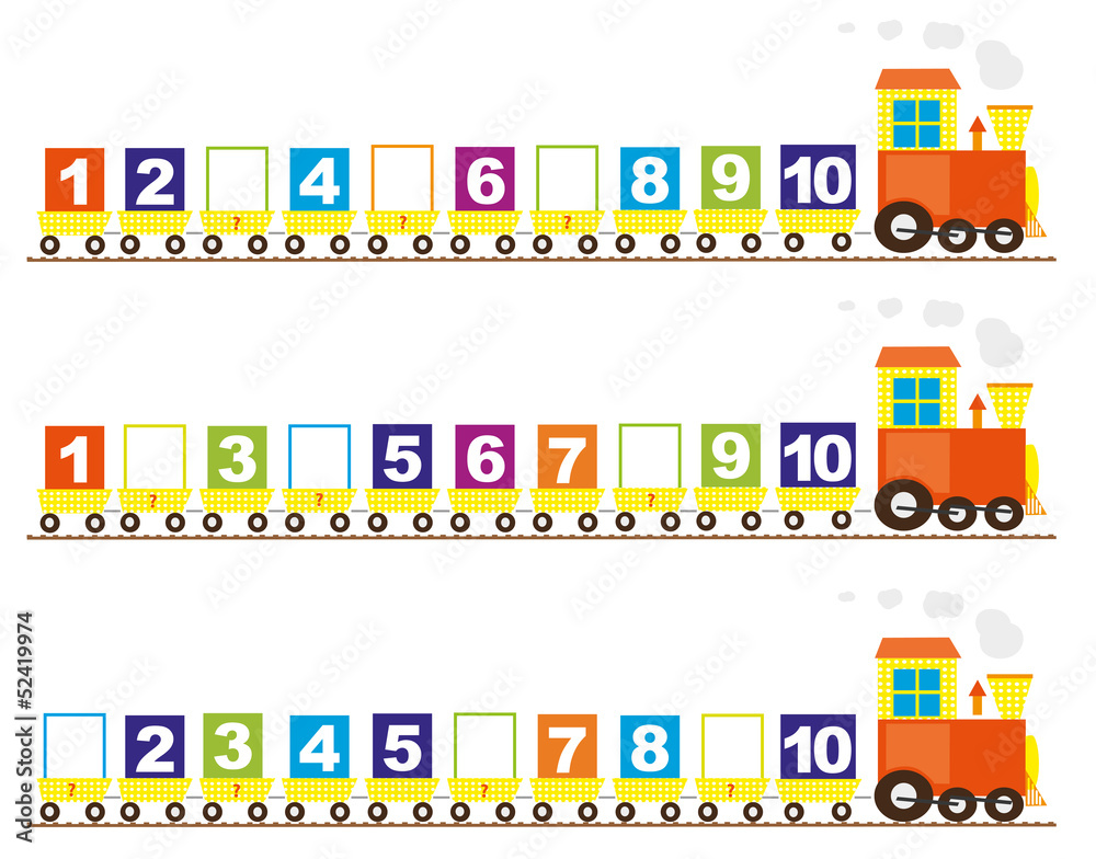 Math trains for kids : numbers 1-10