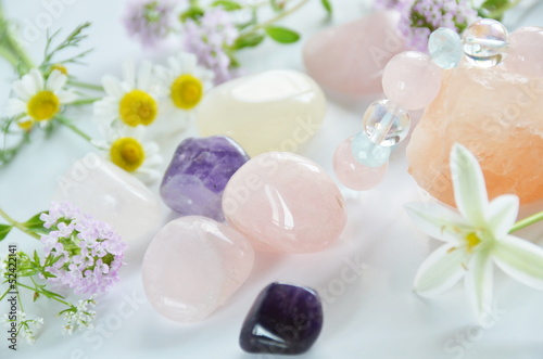gemstones with herbs