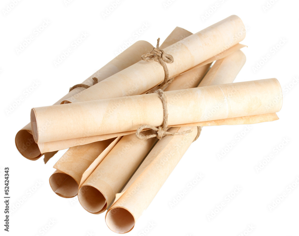 Many scrolls isolated on white