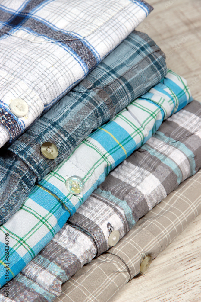 Shirts neatly folded close-up Shirts neatly folded close-up