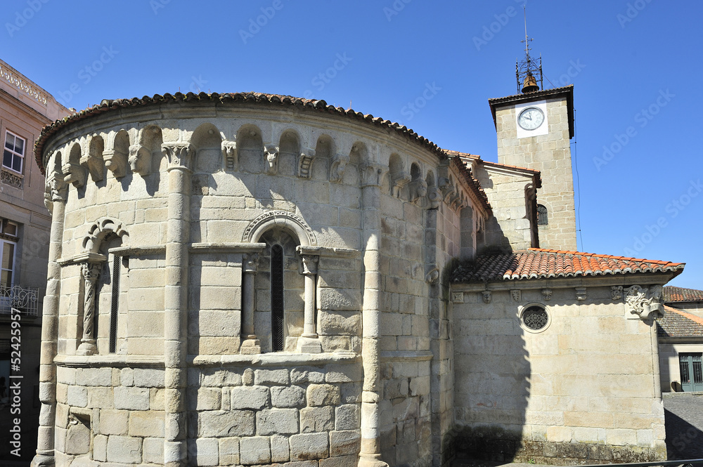 Romanesque church of Santiago in the town of Allariz, with its f