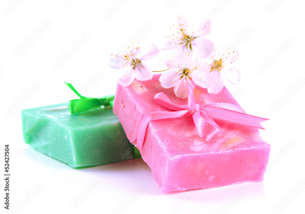 Natural handmade soap, isolated on white