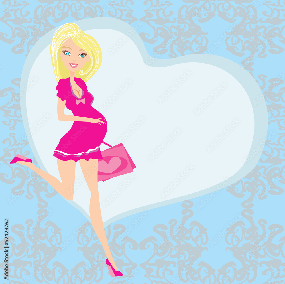 Beautiful pregnant woman on shopping for her new baby Beautiful pregnant woman on shopping for her new baby