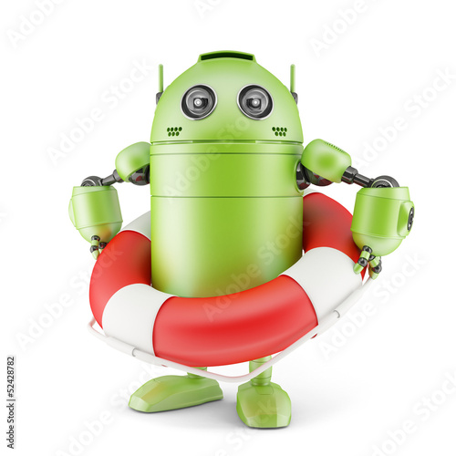 Robot holding life buoy.