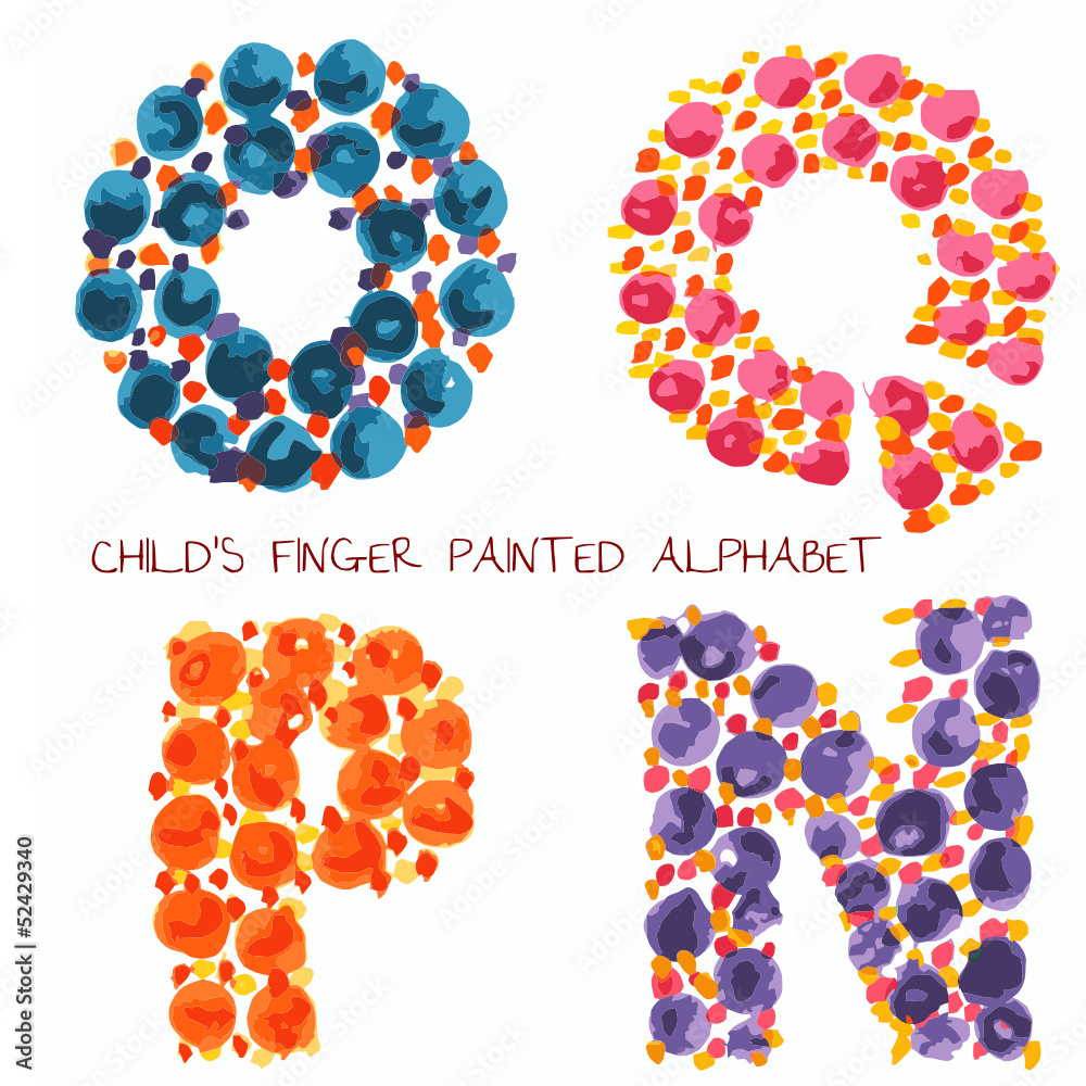 colorful funny paint alphabet o,q,p,n letters colorful funny paint alphabet o,q,p,n letters
