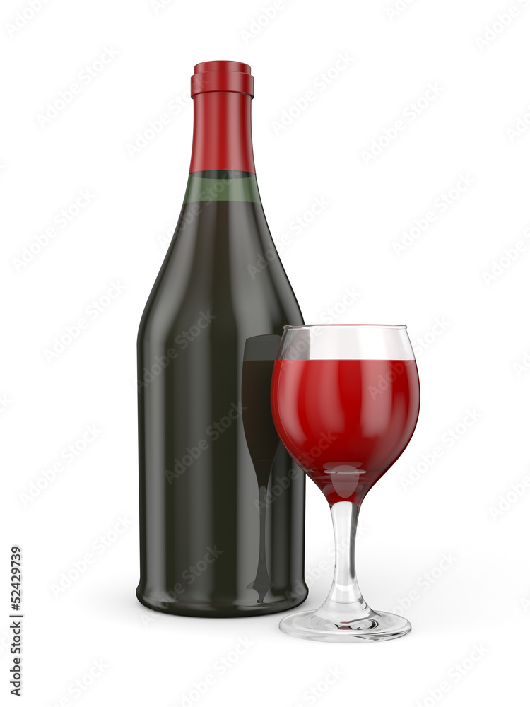 Bottle of vine with glass Bottle of vine with glass