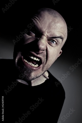 Mad man screaming