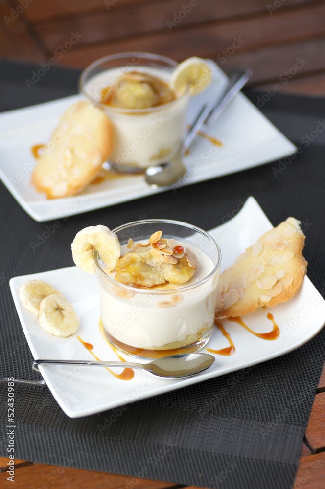 panna cotta banane et amandes grillées 4 panna cotta banane et amandes grillées 4