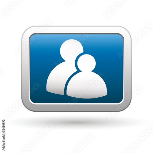 Group icon on the blue button. Vector illustration