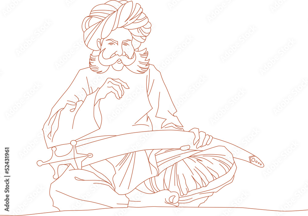 Obraz premium Arabic man with a sword