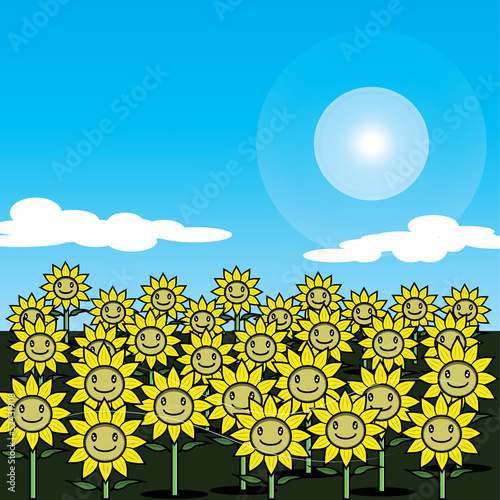 sunflower field with wind blow vector