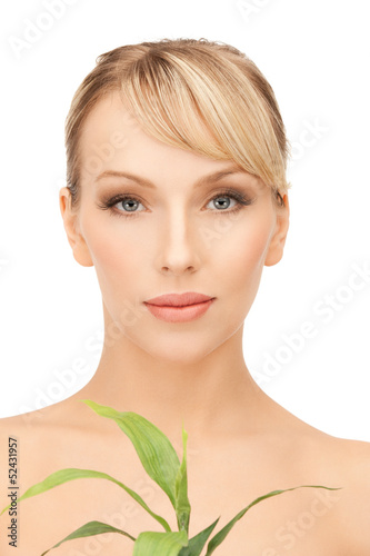 woman with green sprout