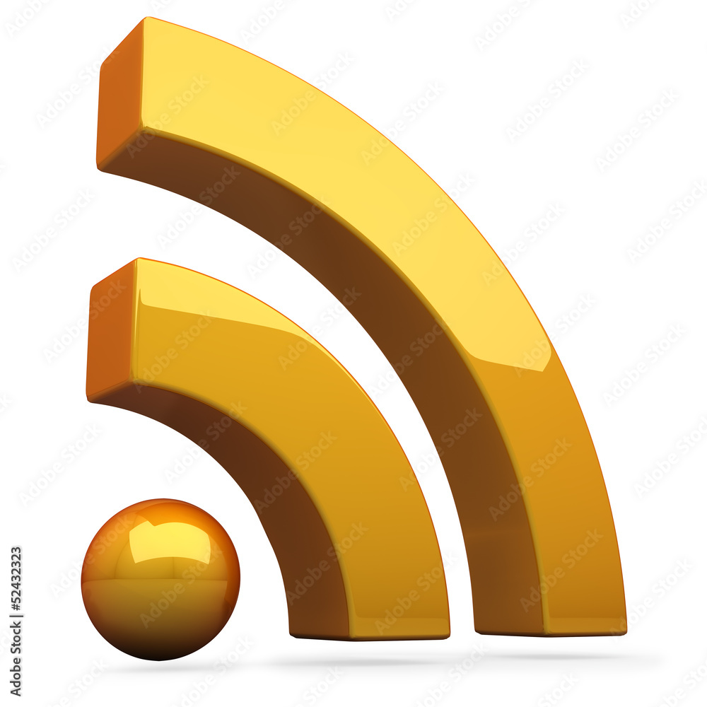 Fototapeta premium 3D orange RSS symbol isolated on white