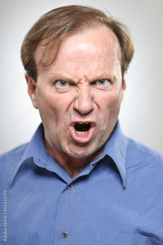 Mature Caucasian Man Yelling Angrily Mature Caucasian Man Yelling Angrily