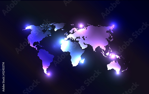 Vector worldmap with laser lights.