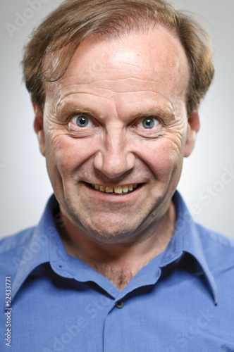 Mature Caucasian Man Insanity Portrait