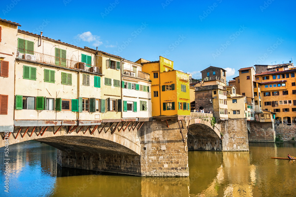 Ponte Vecchio with river Arno in Florence, Italy